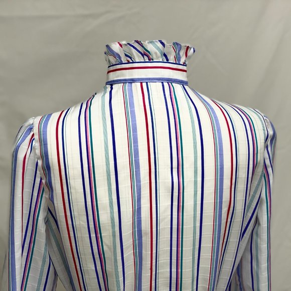 SOLD Vintage Ruffle Neck Collared Blouse - Picture 6 of 11